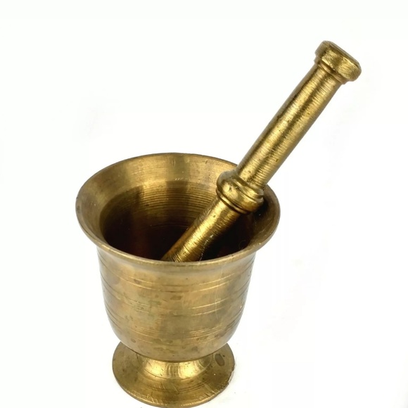 Vintage Brass Mortar and Pestle Chalice Apothecary - Picture 2 of 7